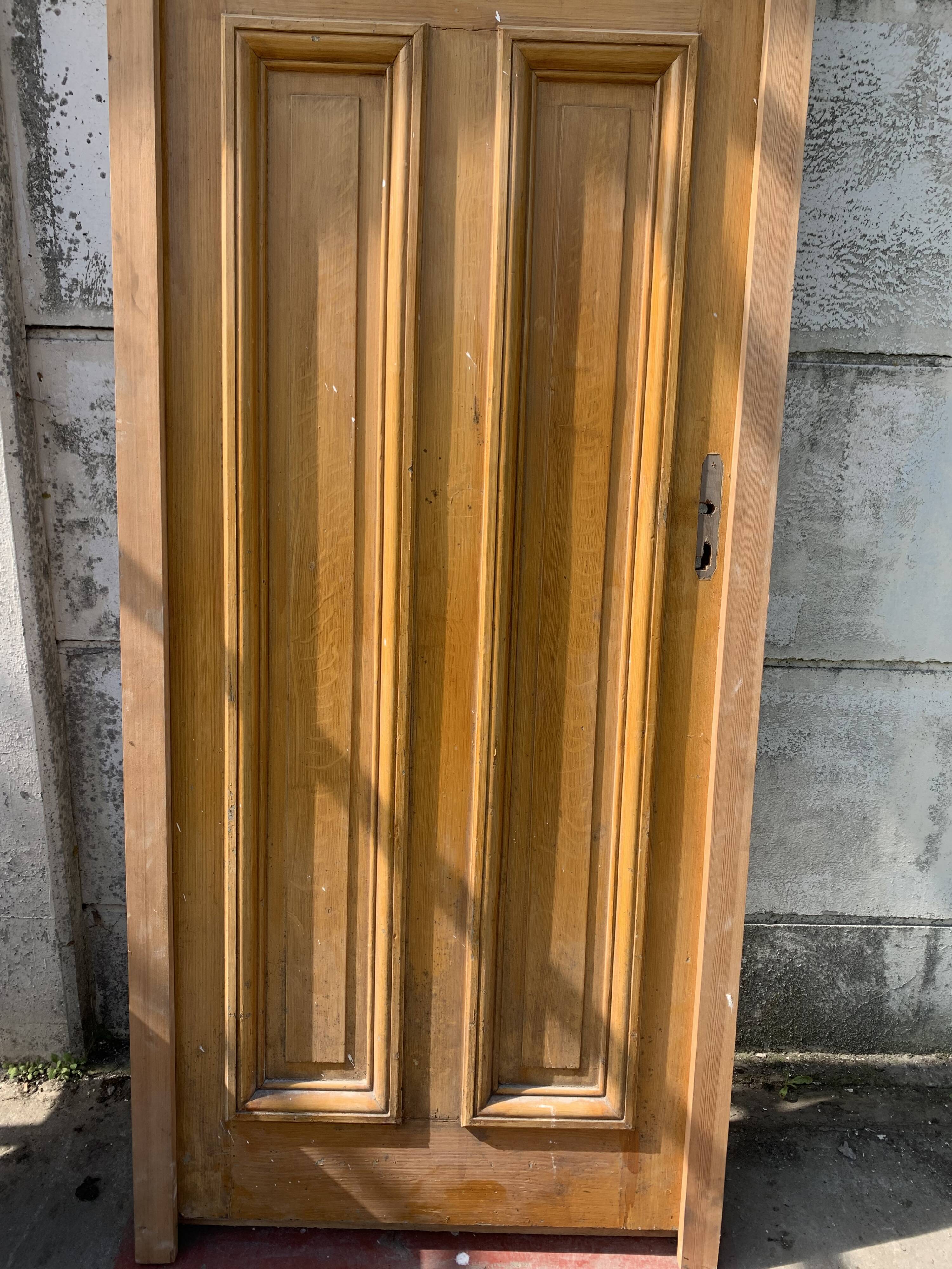 Art Deco passage door in patinated fir, 20th century