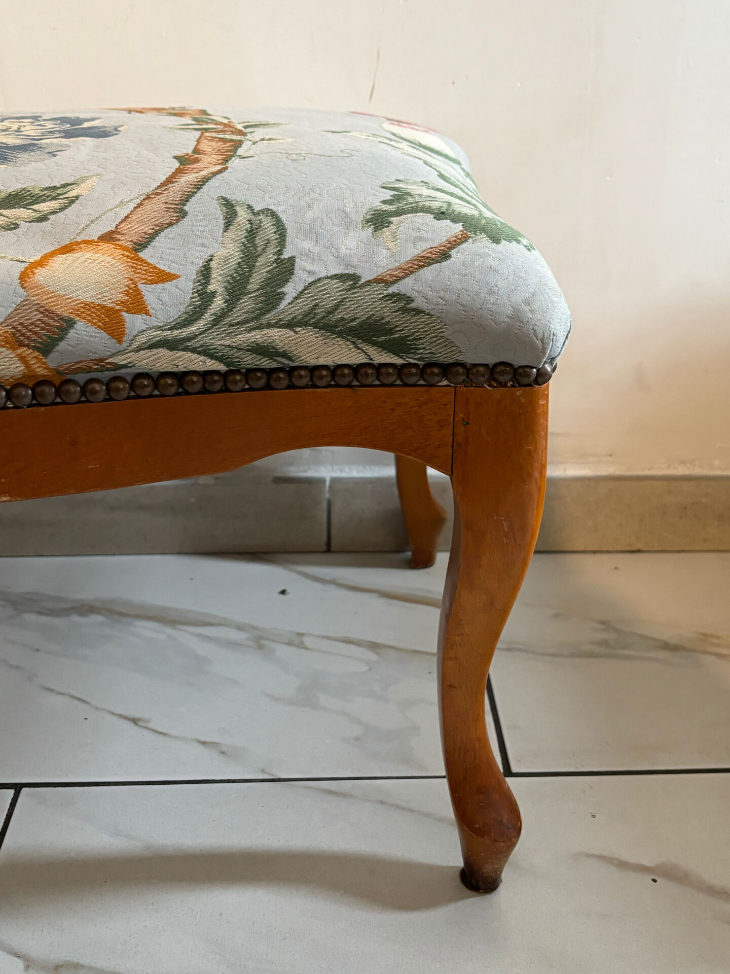 Louis XV style footstool with floral pattern