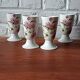 4 vintage mazagrans with floral decoration, rustic coffee cups