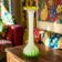 Blown glass vase from Murano in the shape of a yellow flower.