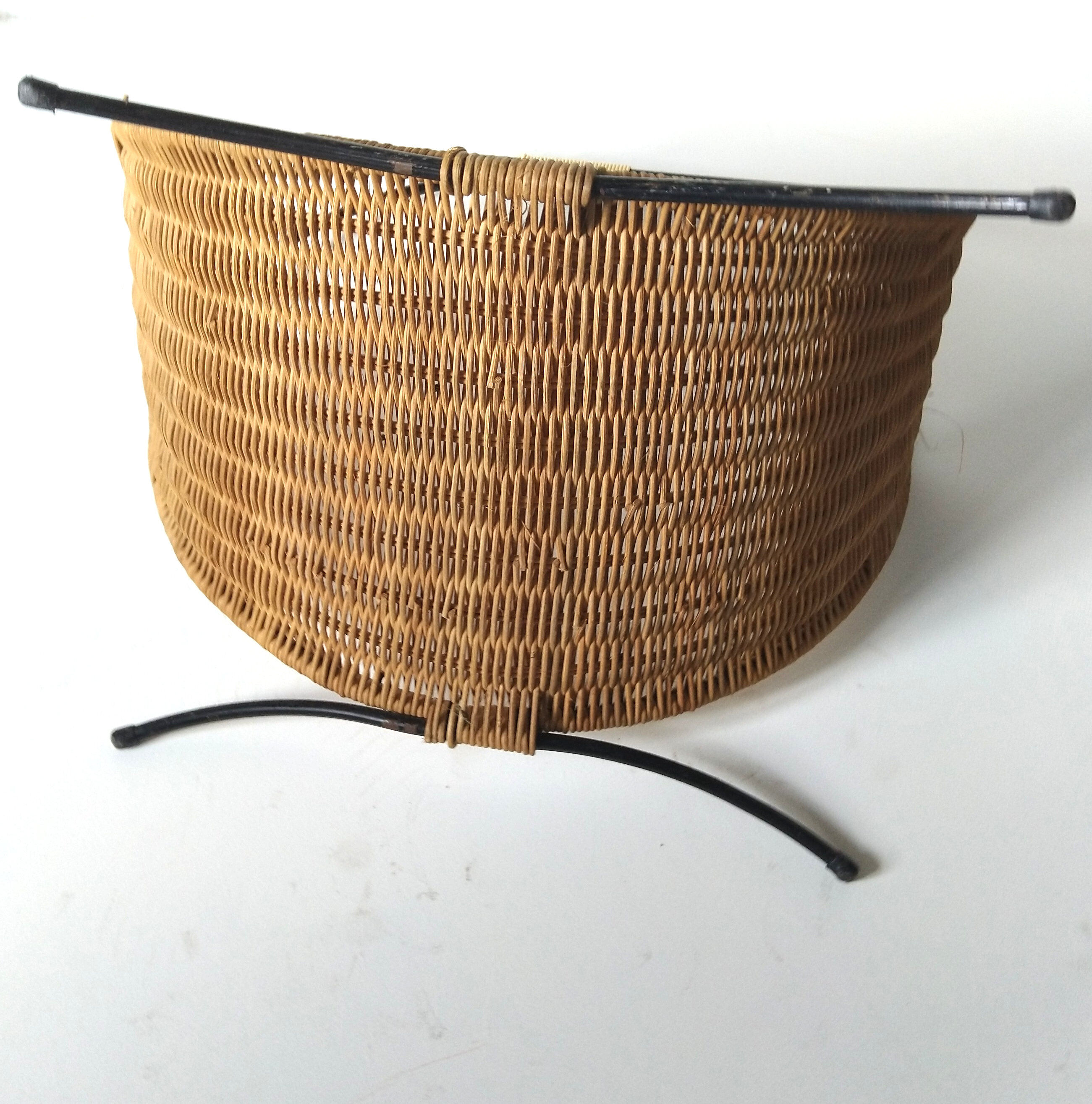 Rattan basket with logs