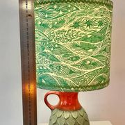 Wireless Jasba table lamp - West German pottery with fish decor | 41 cm