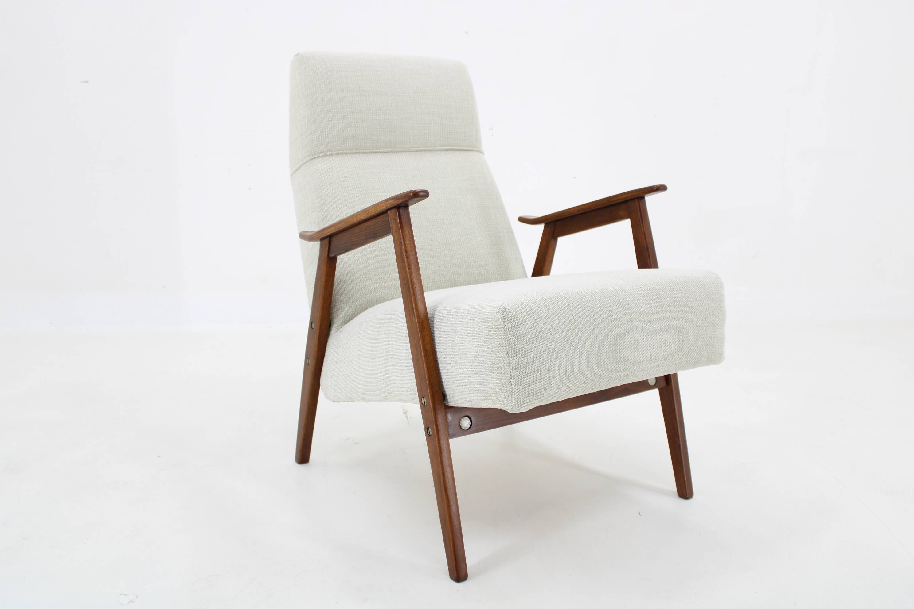 Restored beech armchair from the 1960s, Czechoslovakia