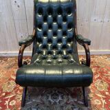 Fauteuil chesterfield cuir vert
