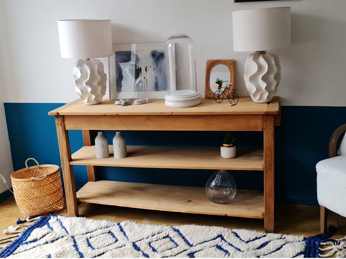 Draper's table in raw oak fully vitrified