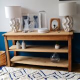 Draper's table in raw oak fully vitrified