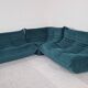 Ensemble Ligne Roset Togo 3 pièces en velours bleu canard .