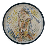Ceramic plate 1960 female face monogram CD