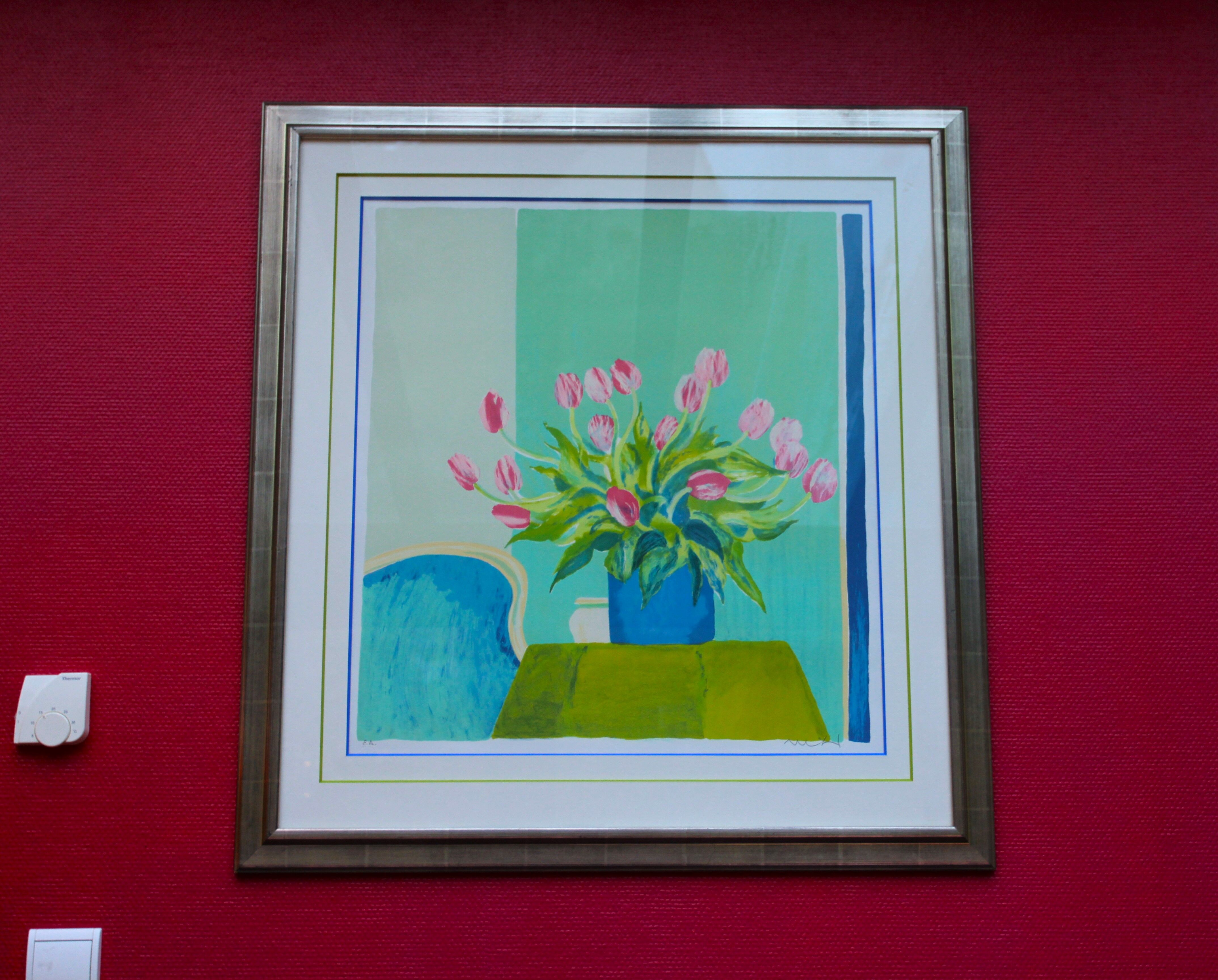 Bouquet of tulips, lithograph signed by Roger Mühl, printed by Mourlot, c. 1980-1990