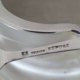 Deschamps Freres butter dish with silver-plated metal shell and V-shaped bowl