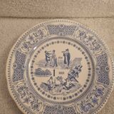 4 old plates talking rebus by factory of Gien