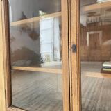 Enfilade de métier en chêne avec portes vitrées