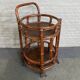 Round bamboo & rattan bar cart - italy 1960's