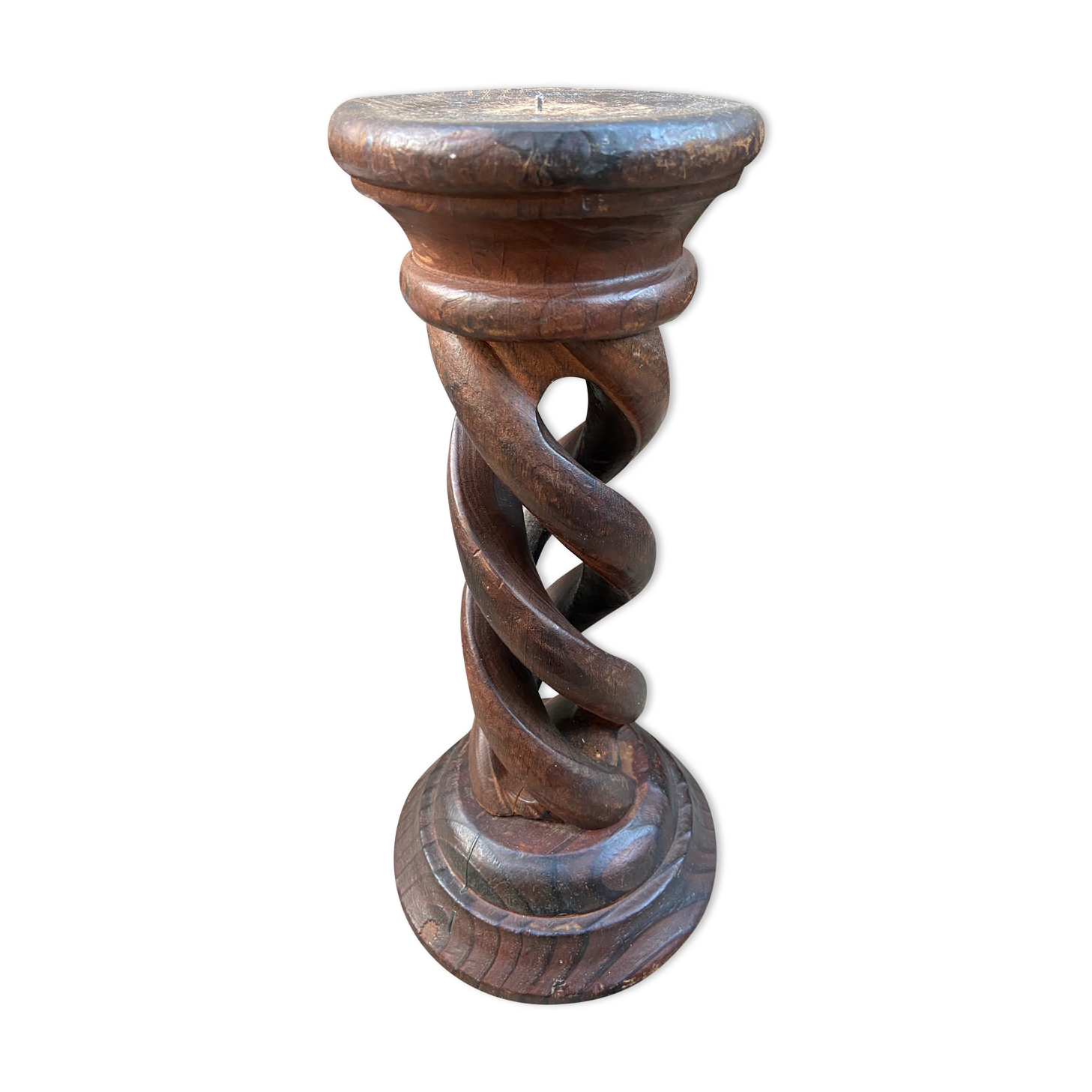 Turned wooden candle holder