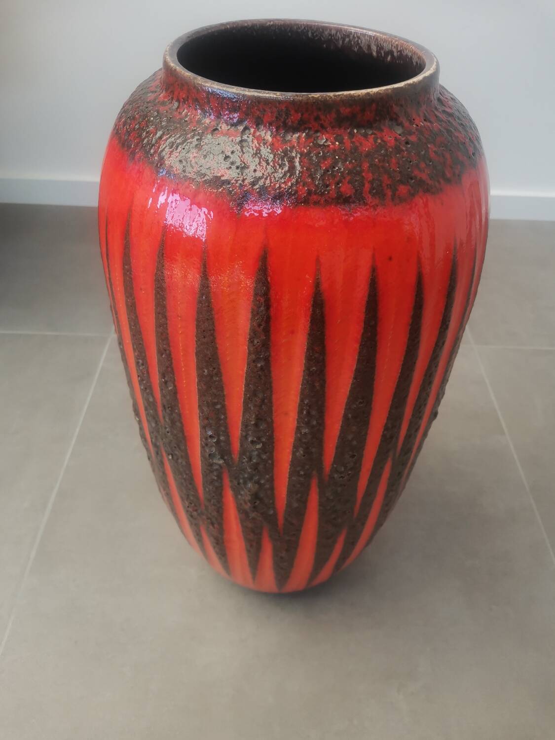 Vintage Scheurich Fat Lava vase | West Germany | Orange Black Zi