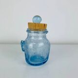 Bonbonnière verre bullé de Biot, bleu