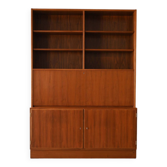 Danish teak bookcase with drop-down desk