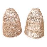 Pair of wicker pendant lights