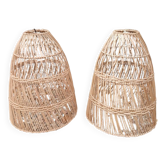 Pair of wicker pendant lights