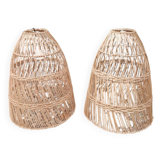 Pair of wicker pendant lights