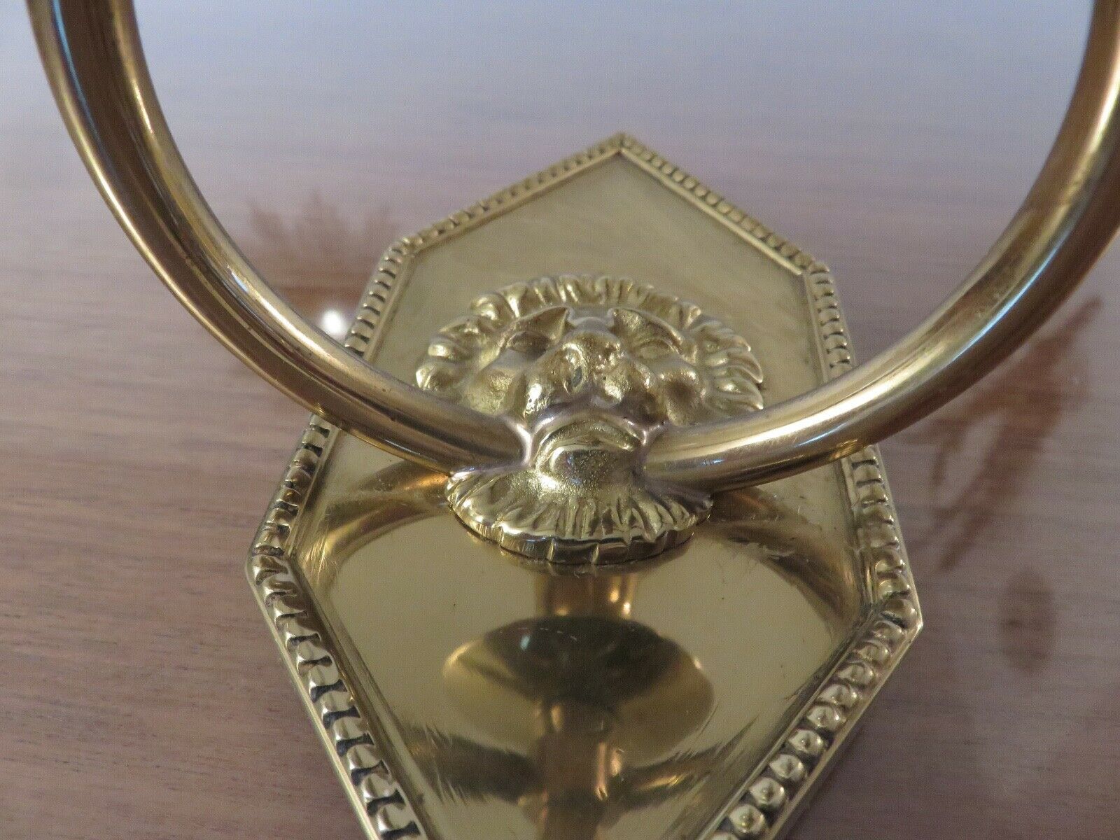 Series of 4 art deco sconces to lions in solid golden brass 40s 50s