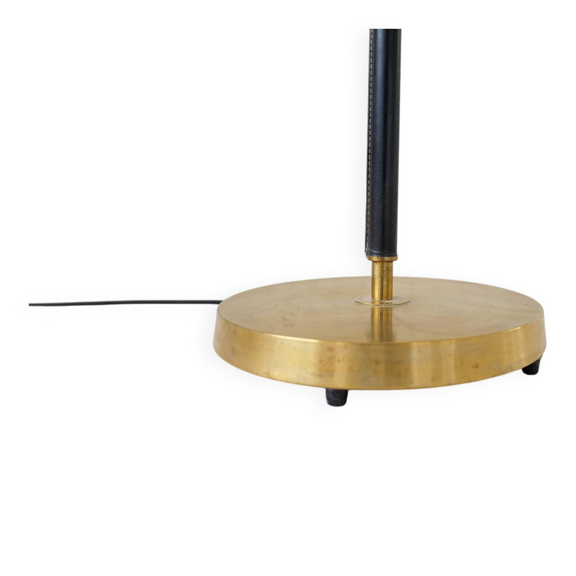 Mid-century black leather floor lamp by Falkenbergs Belysning, Sweden, 1960s.