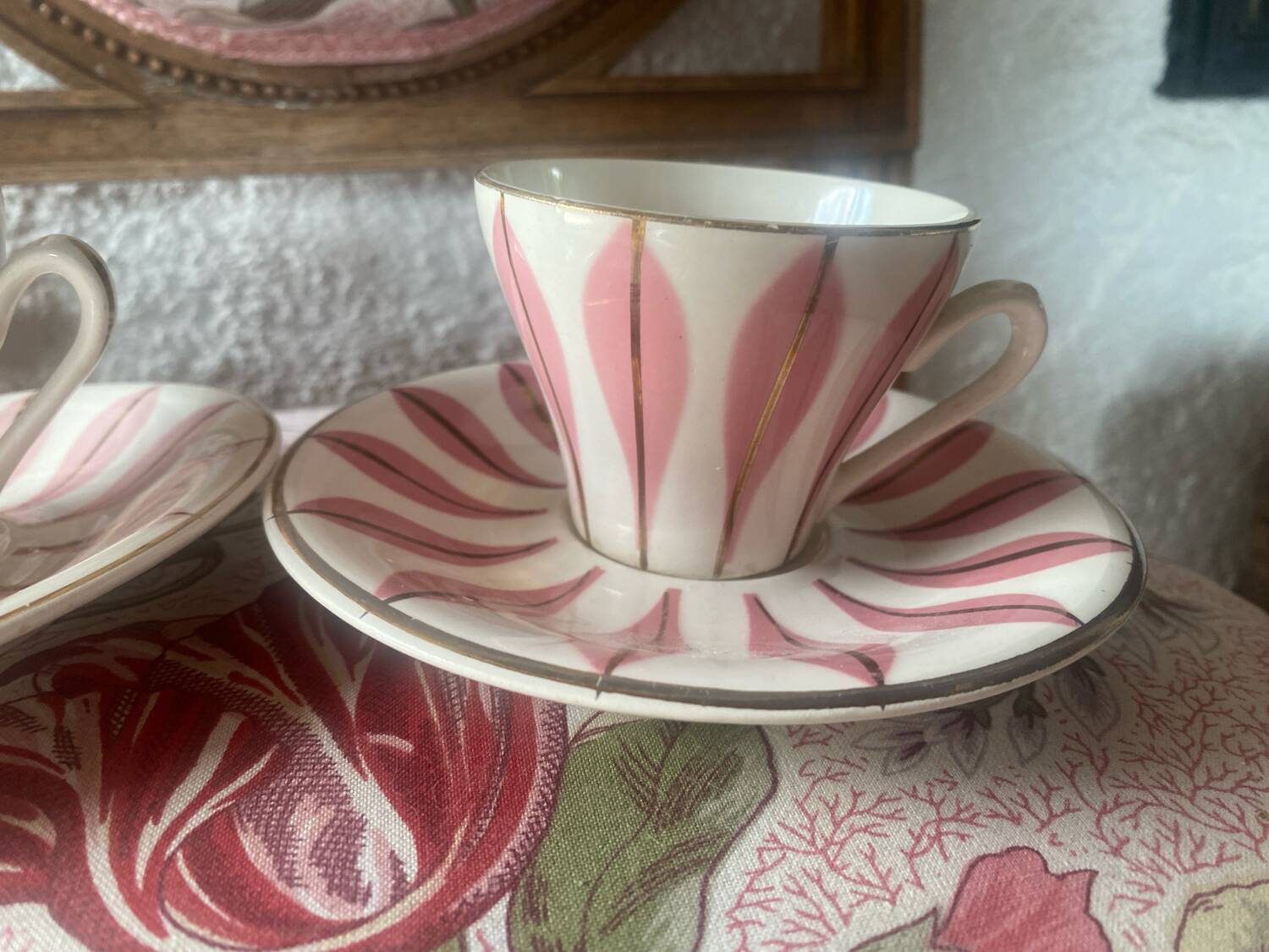 Set of 2 vintage Digoin coffee cups