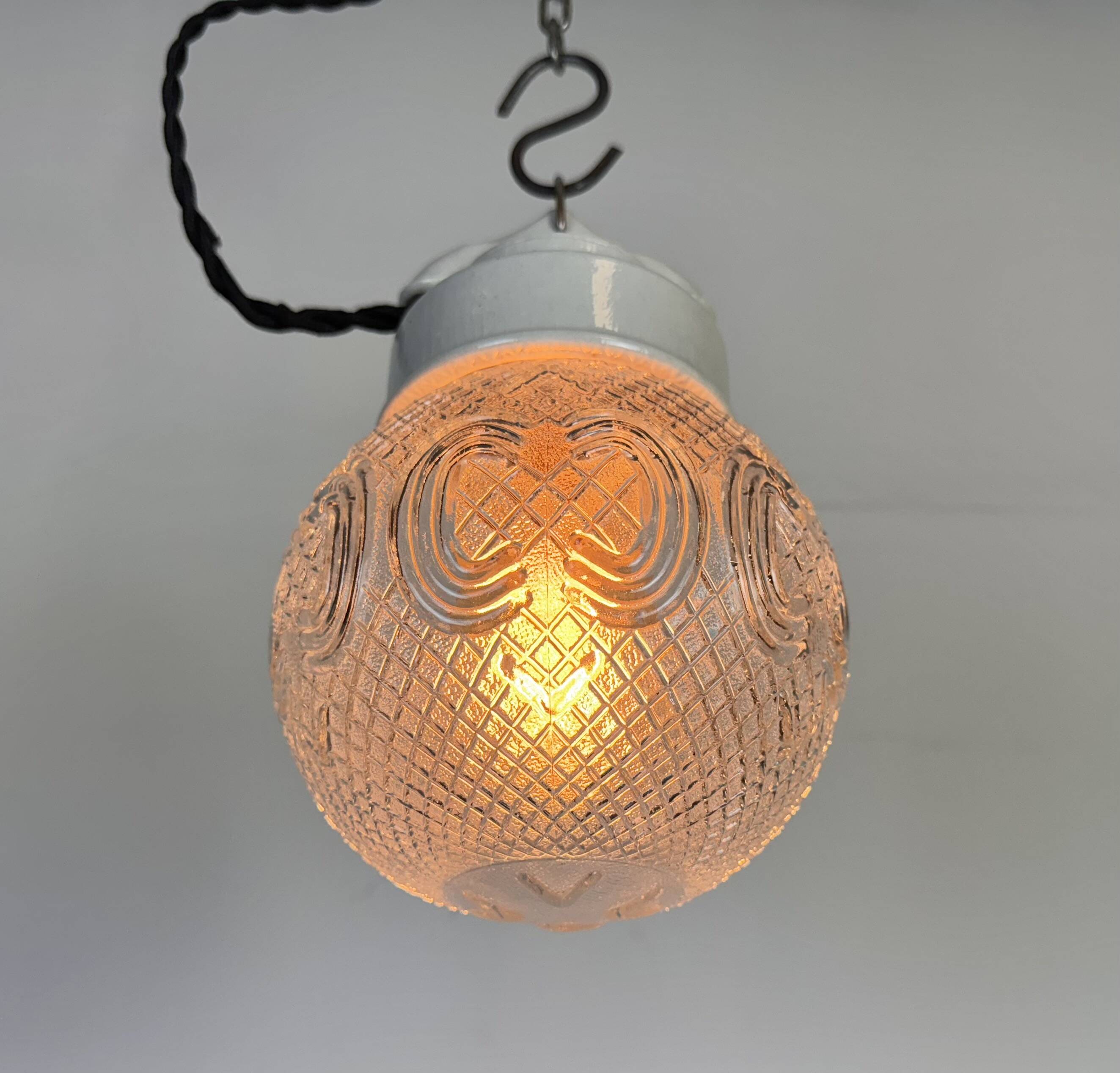 Vintage White Porcelain Pendant Light, 1970s