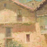 Joan Ramon Palau Junca - Impressionist Painting with River and Chalets