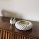 Tommaso Barbi, Smoking set white ashtray and table lighter, B Ceramiche, ca. 1970