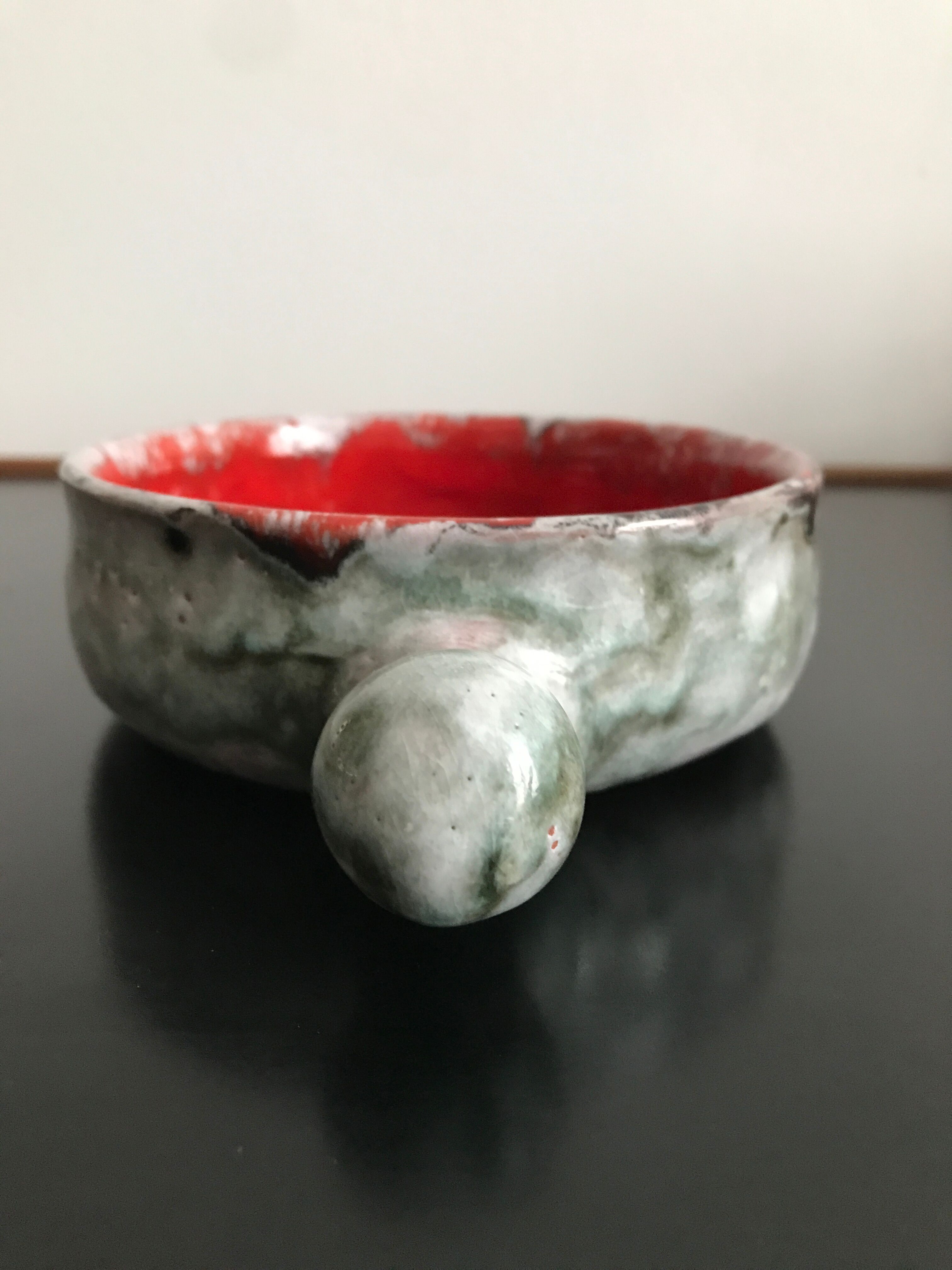 Caquelon, ceramic pan signed Arlette Rioux Juan