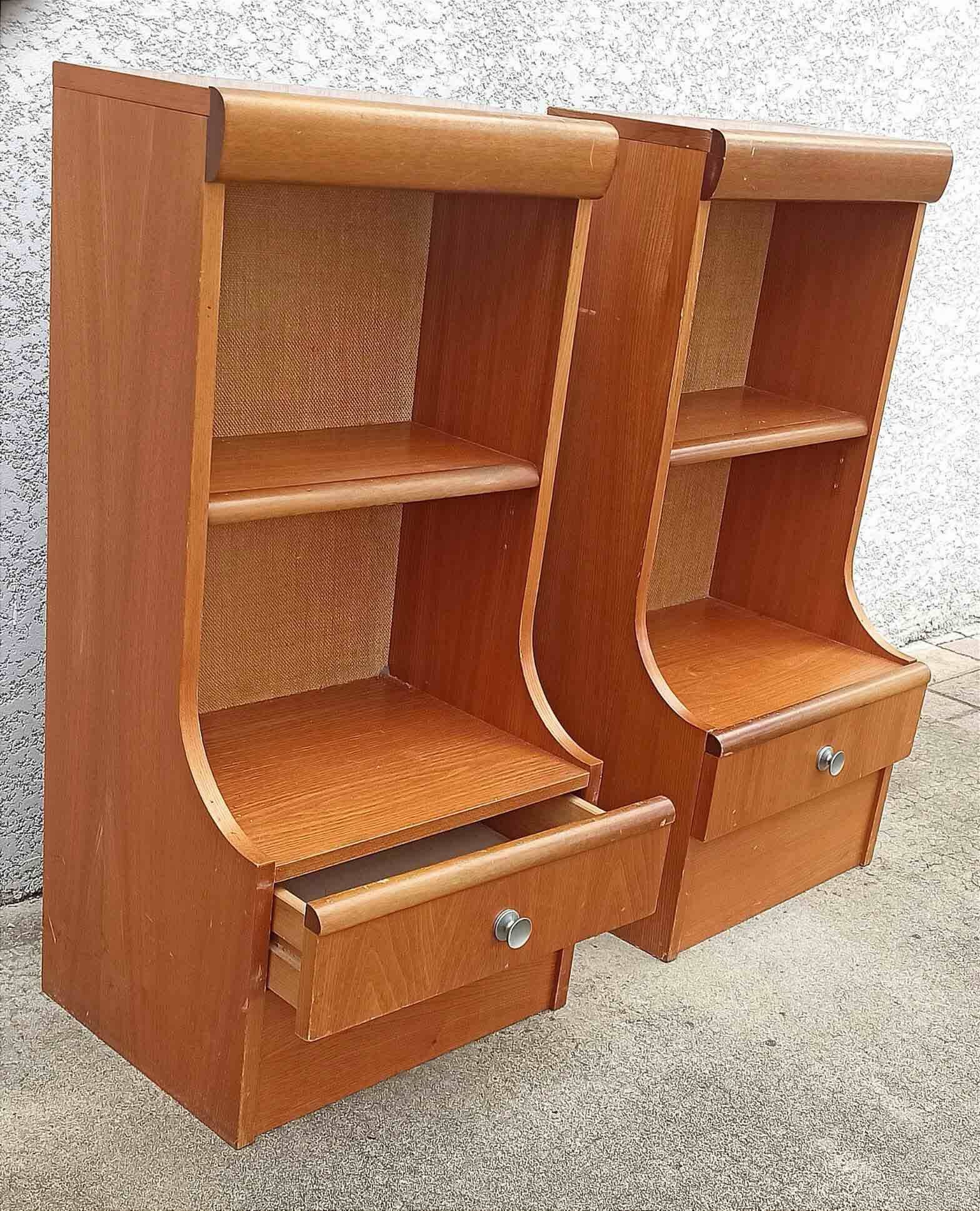 Pair of bedside tables with integrated lighting, 1970s.