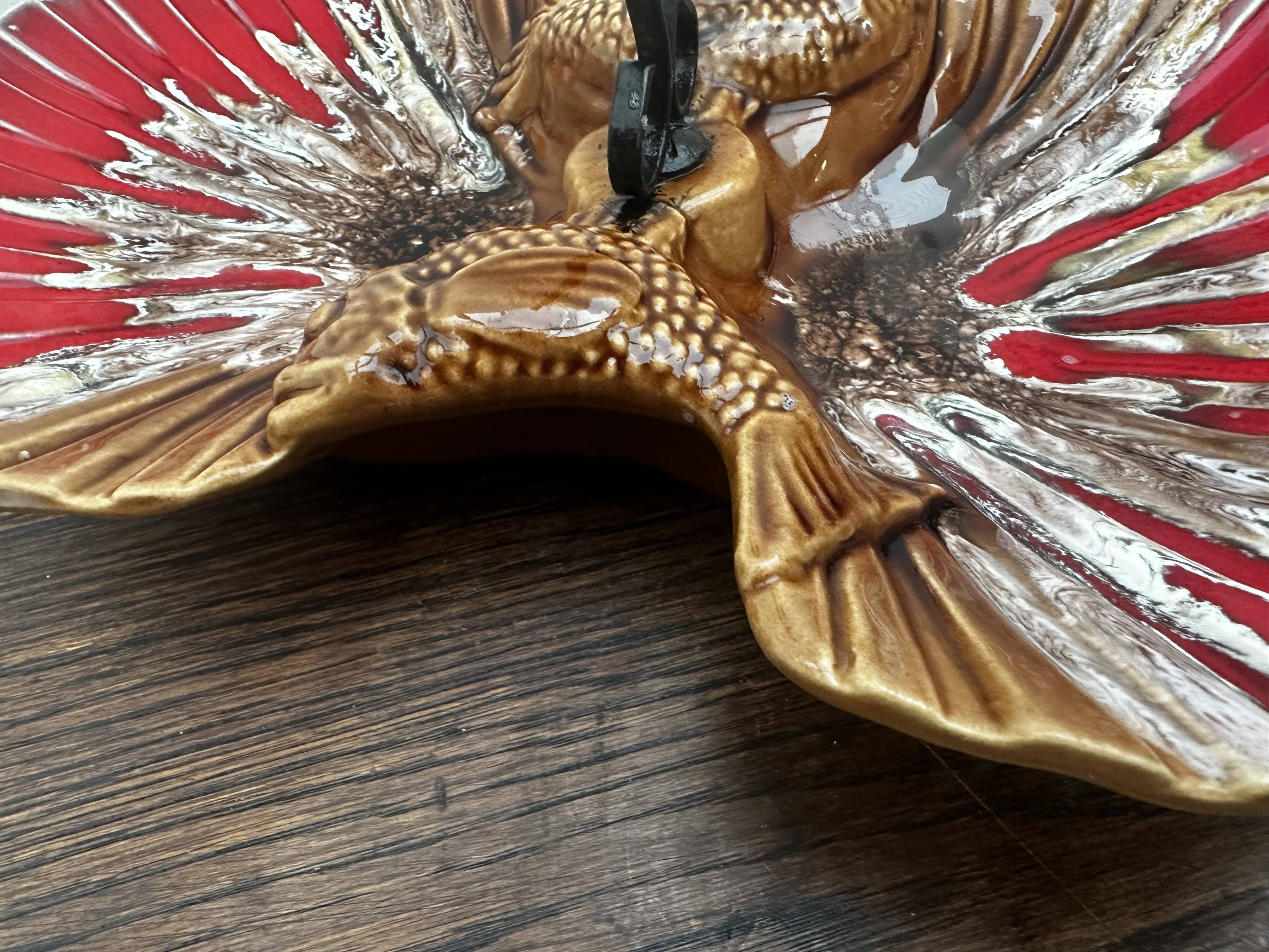 Ceramic hors d'oeuvre server Vallauris shell slipware fish