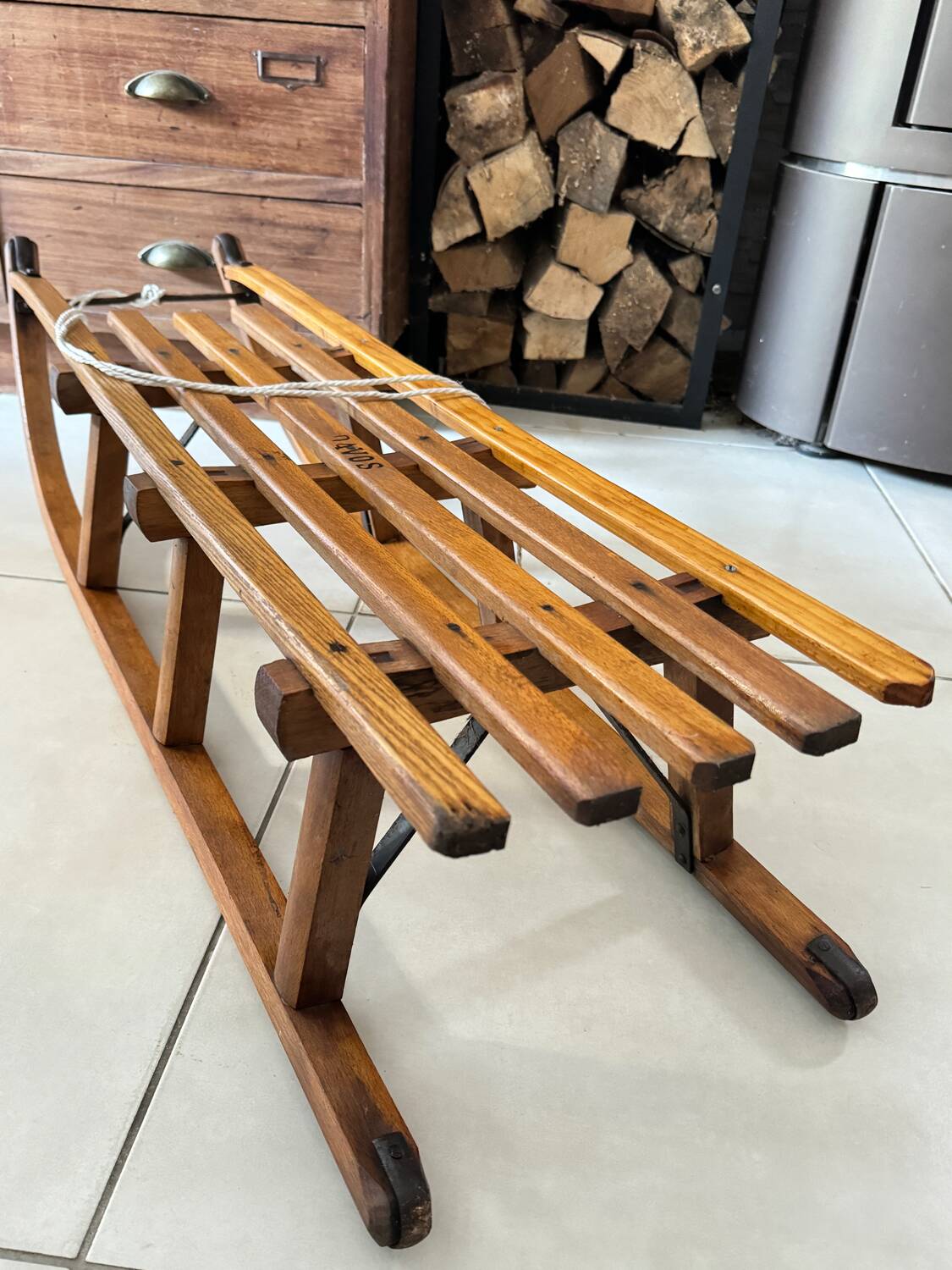Old wooden sled Davos