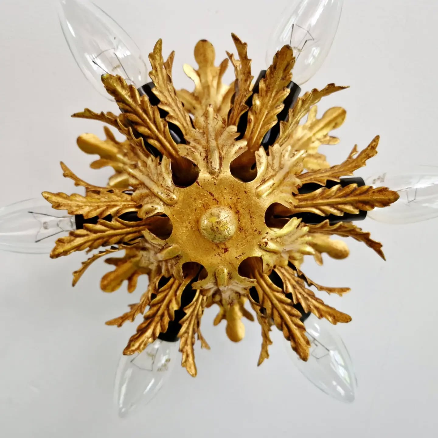 Golden metal ceiling light, Banci Firenze, 1970