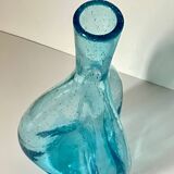 Vase en verre bullé turquoise