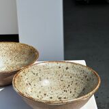 Duo of ceramic bowls interior glazed exterior matt raw earth