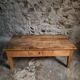 Antique French coffee table, 18th-century cherry farmhouse table with a drawer.