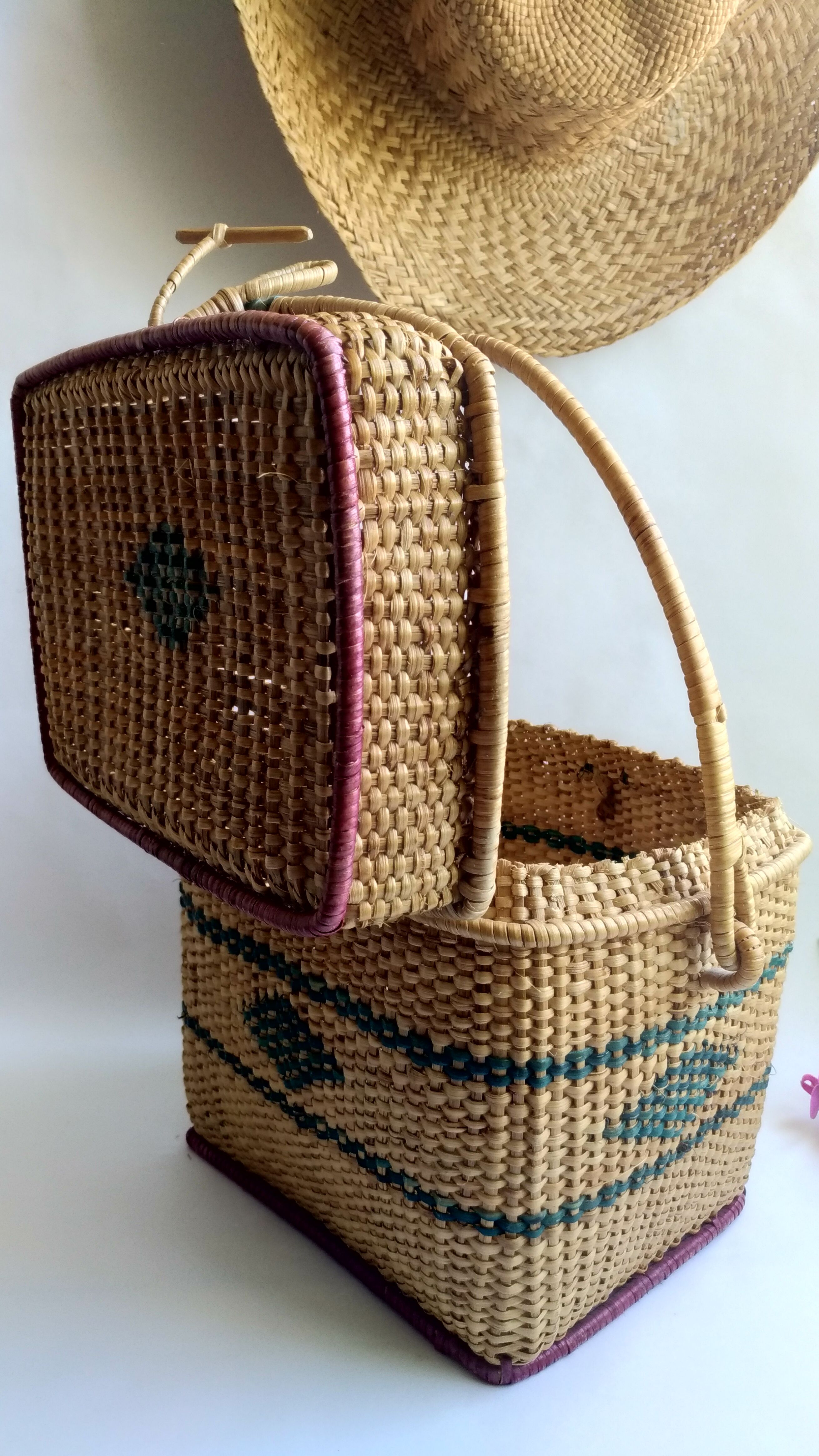 Old rattan suitcase