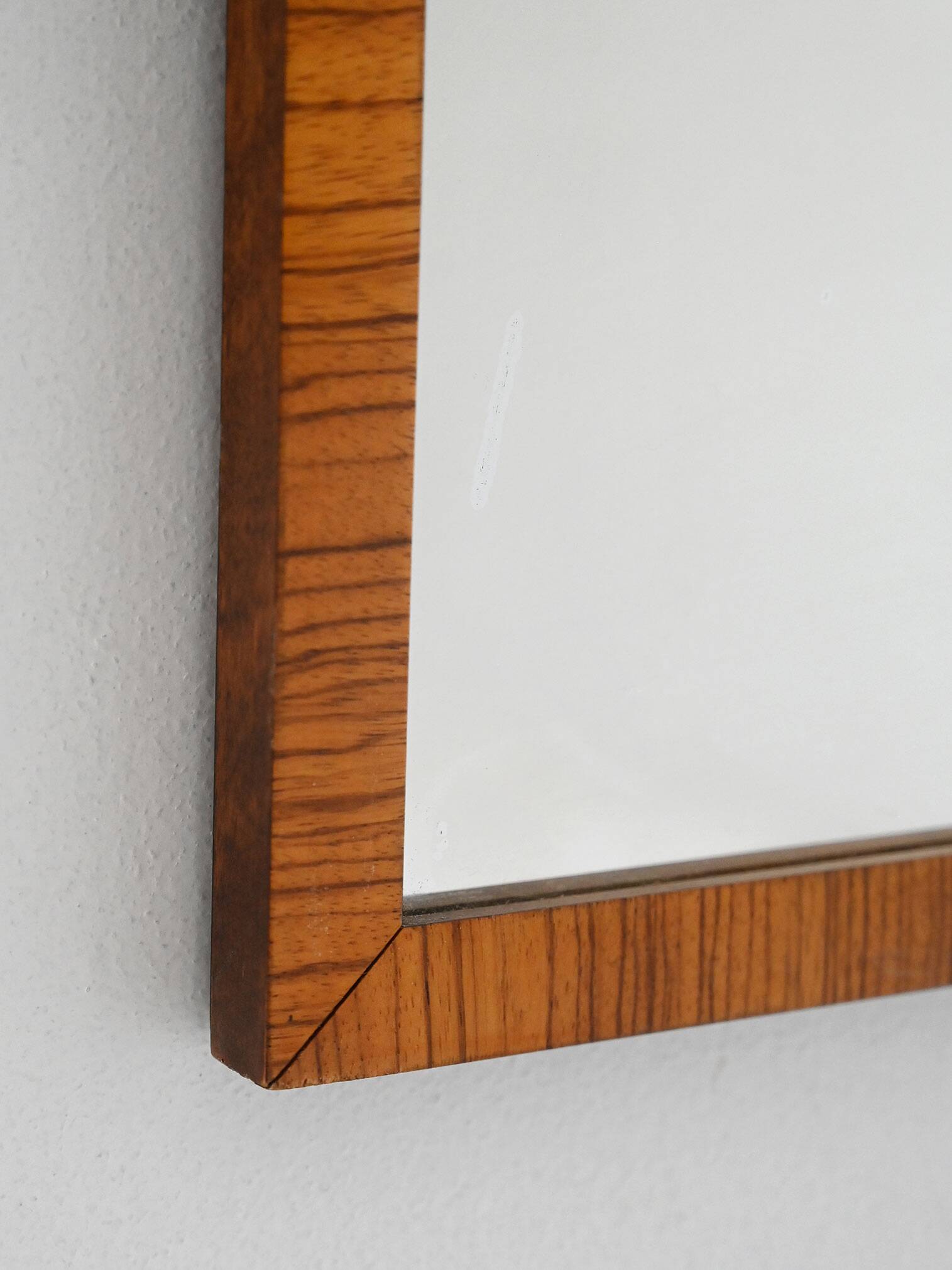 Scandinavian Art Deco Mirror in Flamed Birch Root with Black Detail
