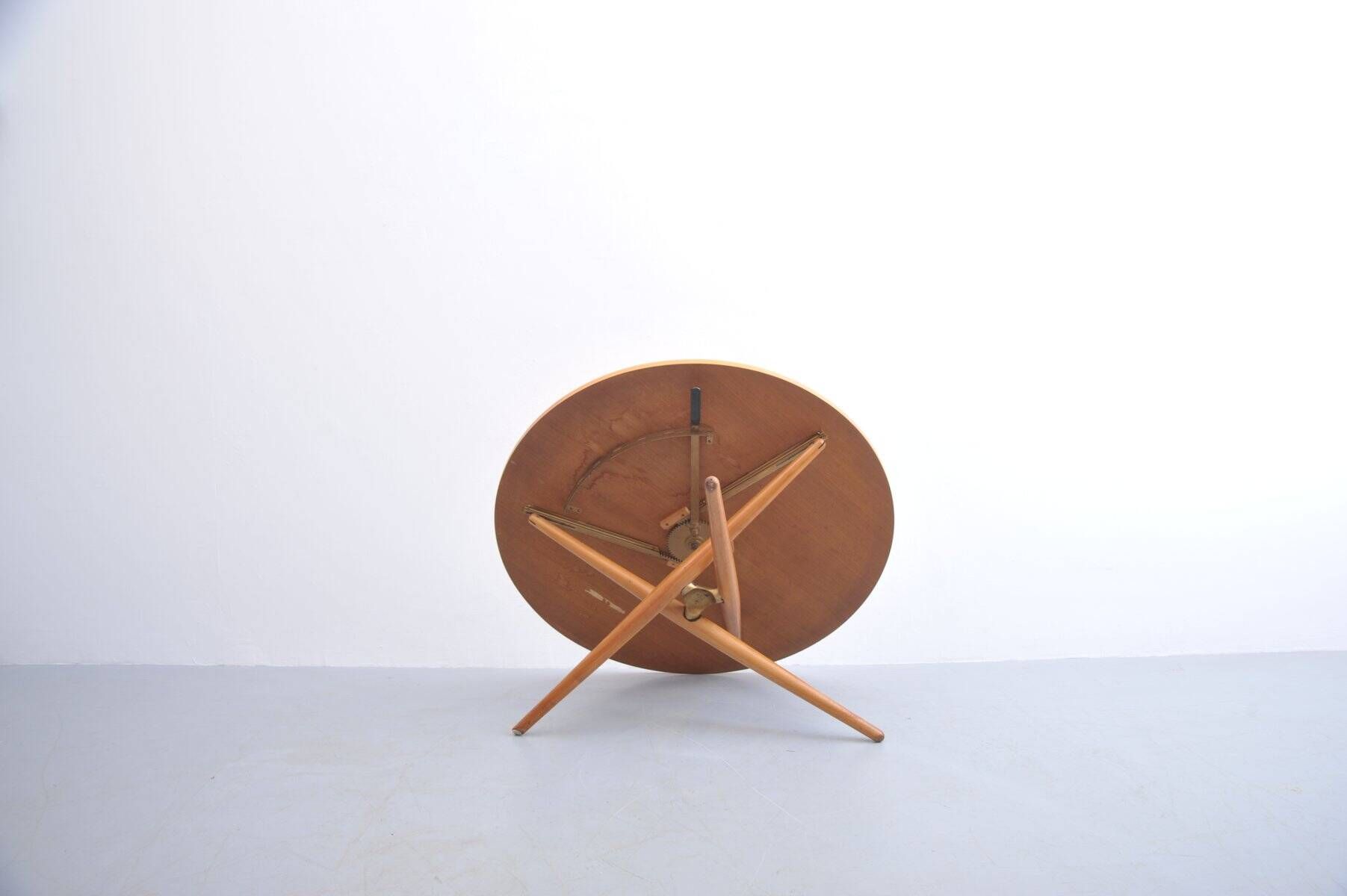 Adjustable cherry wood table by Jürg Bally for Wohnhilfe, 1950s