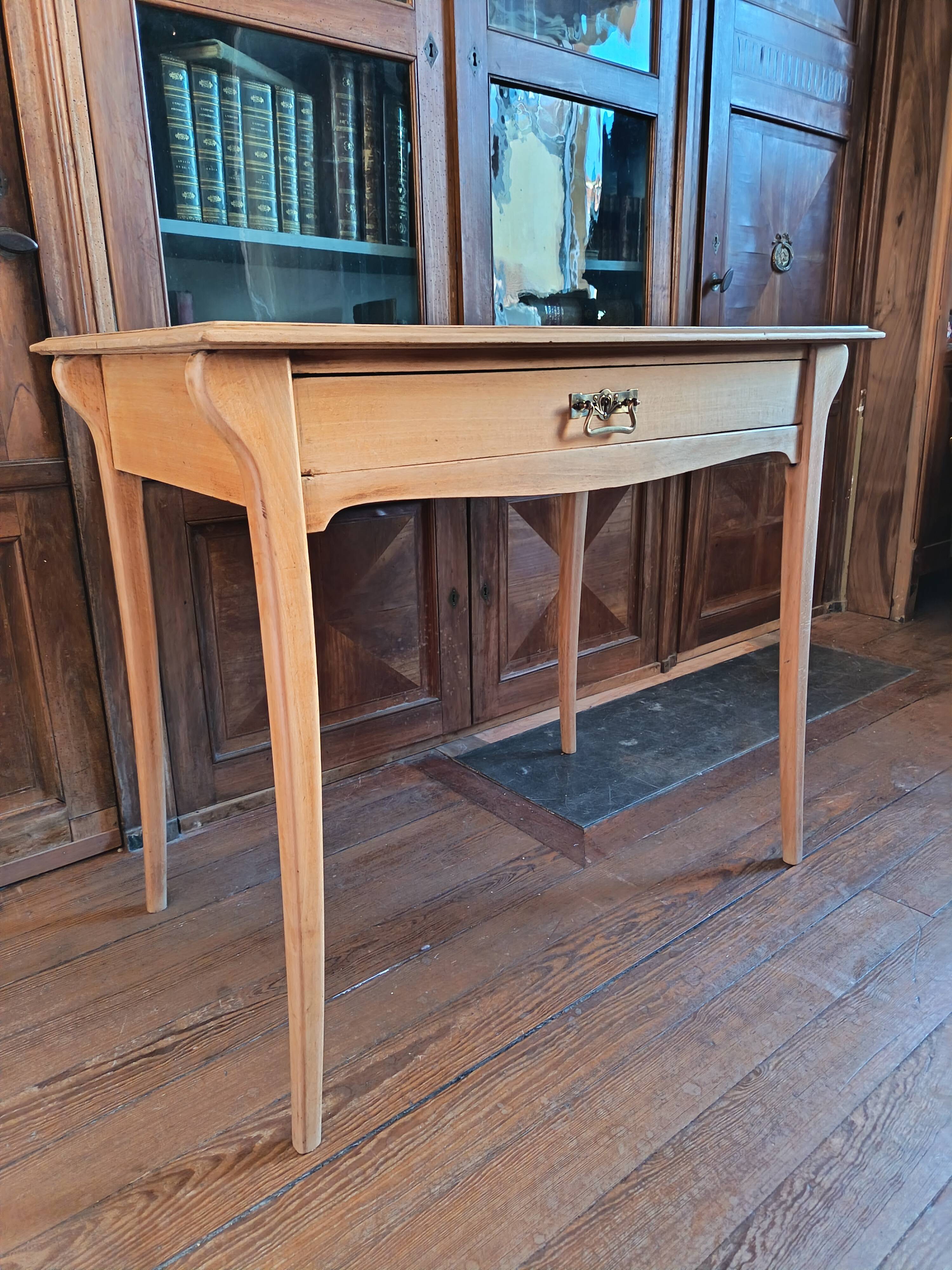 Art Nouveau desk in solid beech.
