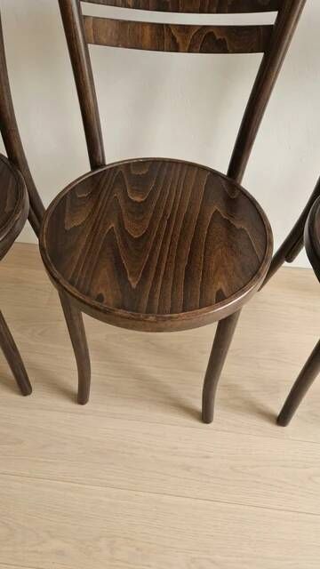 Set of 4 ton wooden dining chairs, 20th century, czechoslovak, 90 × 46 cm