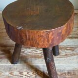 Brutalist tripod stool vintage folk art