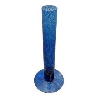 Vase en verre bleu cobalt, bleu bristol, bleu foncé, soliflore, vase tube, vase cylindrique, style minimalisme