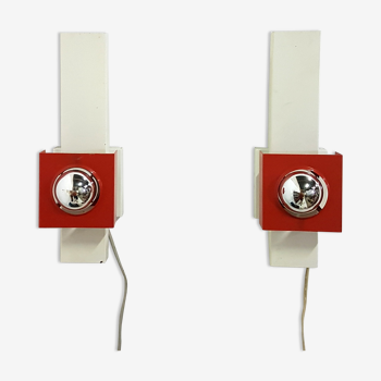 Set of 2 minimalist dutch design wall lamps, 1960s