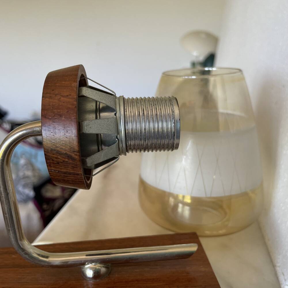 Danish modern teak and amber glass wall sconce, 1960s