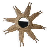 Sun mirror handmade woven straw ethnic bohemian tribal decoration