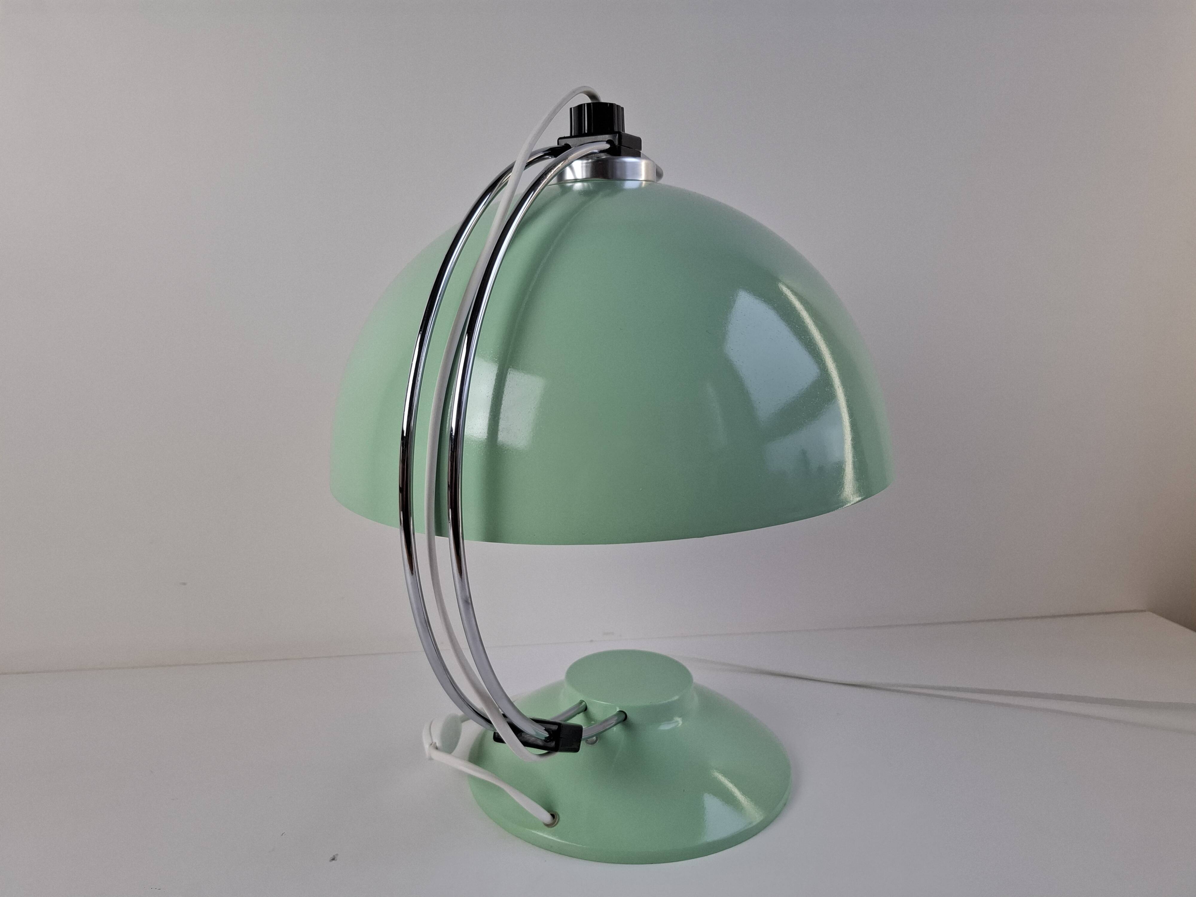 Mid-Century Mint Green Czech Desk Lamp with Chrome and Adjustable Shade