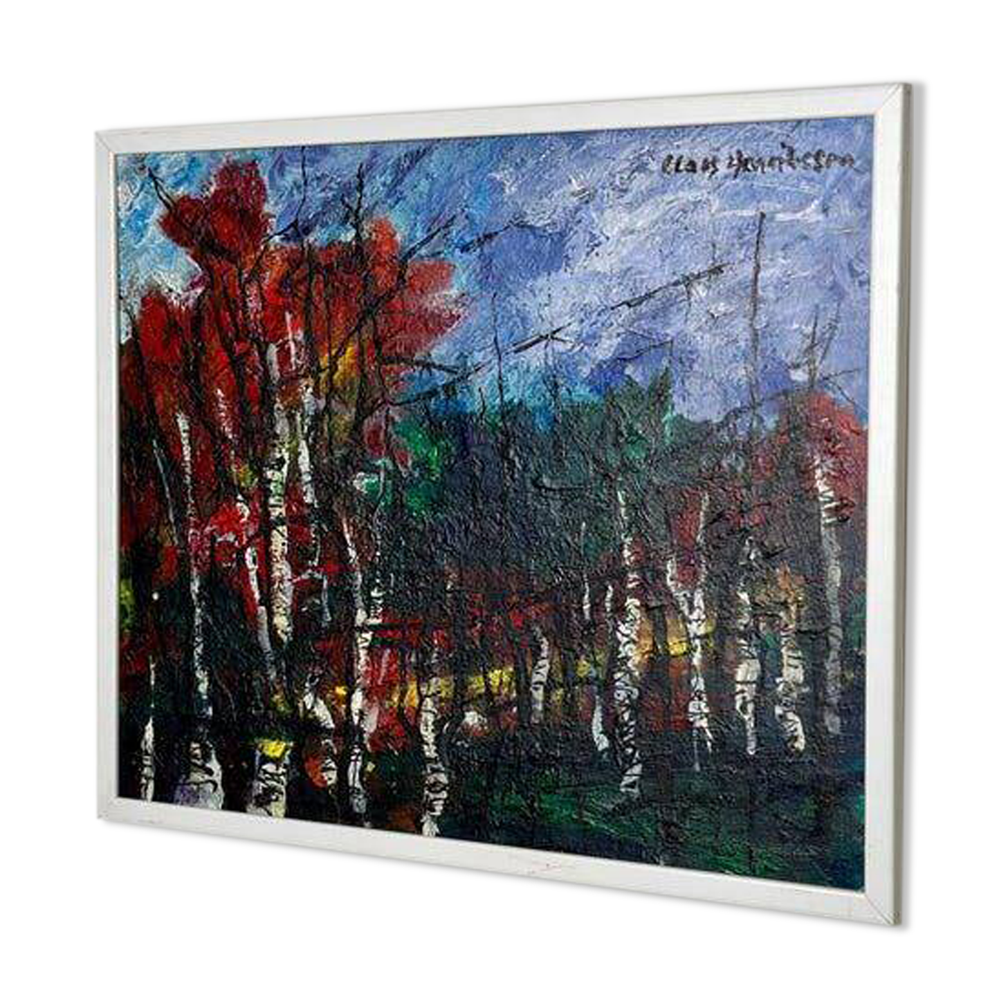 Swedish Oil on Panel – “Forest” by Claes Henrikson – Vintage & Framed
